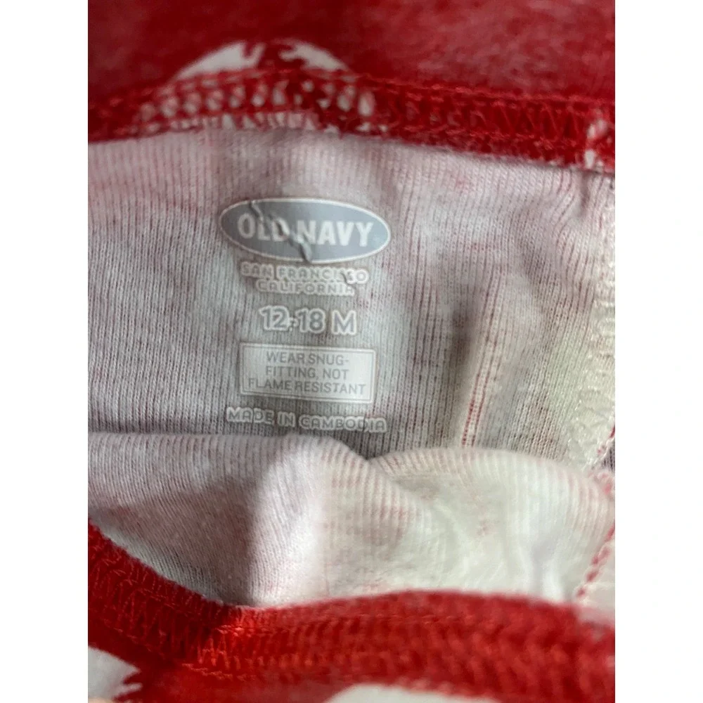Old Navy Kids Pajama Set of 2 12-18M Baseball Star Handsome Red Green Striped